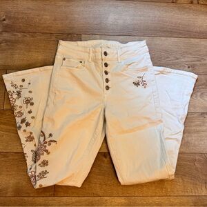 American Eagle Super High Rise Embroidered Flares